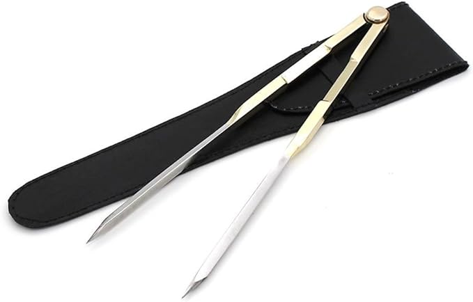 Nautical Brass Navigation Divider, Straight Navigation Divider (Large) for Maritime & Naval, Antique Geometry Drafting Compass, Geometry Drafting Compass Professional Work with Leather Case