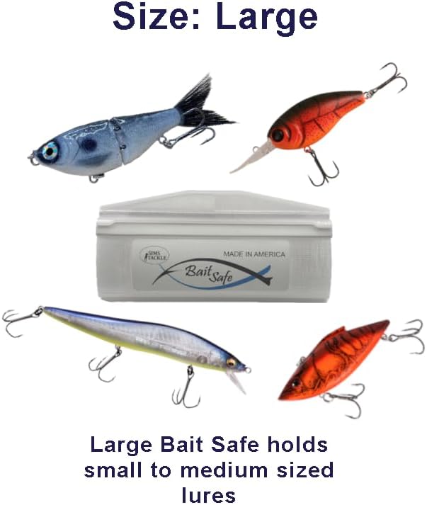 Bait Safe Lure cover/Protector, Patent Pending easy on/Off system, Saltwater Resistant Fishing Gear, Protects & Organizes Lures (Translucent, Large)