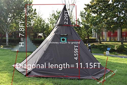 4 Person Teepee Tent with Stove Jack for Flue Pipes Including Mesh Inner Tent 2 Doors Height 7.8FT - Image 2