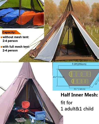 4 Season Waterproof Teepee Tent Yurt with Stove Jack for Adult Camping Hiking, Height 7.8FT/240CM - Image 3