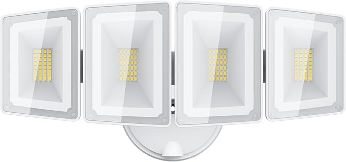 USTELLAR 100W 10000lm Floods Light Outdoor, Switch Controlled LED Security Lights with 4 Adjustable Heads, 5000K Daylight, IP65 Waterproof, Bright Exterior LED Flood Light Hardwired Yard-White