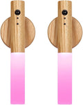 LANDGOO RGB Motion Sensor Night Light, Color Changing Atmosphere Lamp, Battery Powered Rechargeable LED Wood Wall Sconce for Home Party Lighting (RGB Ash Wood 2PCS)