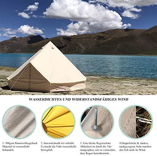 INTSUPERMAI Bell Tent 16.4ft (5m) Canvas Tent 4-Season Yurt Tents Oxford Canvas Bell Yurt Tents for Family Glamping Outdoor Hunting - Image 3