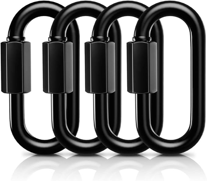 AUTMATCH Carabiner Clips, 3" Spring Snap Hook Caribeener Clips Buckle Heavy Duty Locking Carabiners Chain Quick Links, 4 Pack