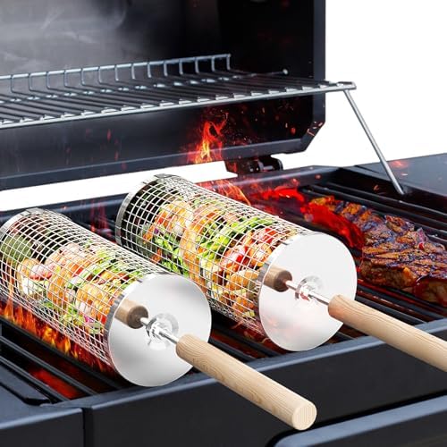Rolling Grill Basket, Grilling Accessories, Outdoor Camping, Gifts for Men by IvtivfuToys