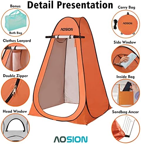 Pop Up Privacy Shower Tent, Portable Changing Dressing Room with Carry Bag, Waterproof Sun Shelter for Camping, Beach, Hiking & Outdoor Activities. - Image 5