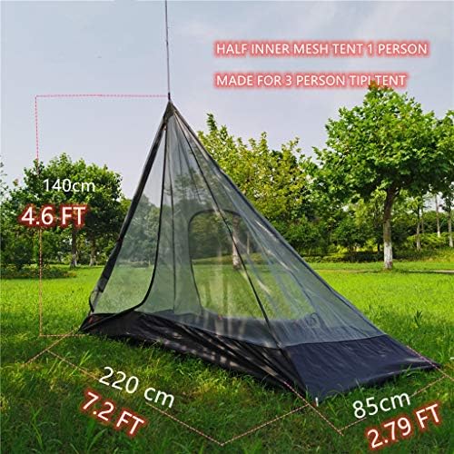Tipi Tent Half Pyramid Mesh 2-4 Person Hot Teepee Tent with Fire Retardant Stove Jack for Flue Pipes 2 Person Mesh - Image 2