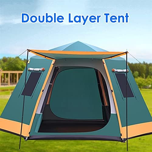 YXCKG Pop Up Tent for 5 to 8 Person Automatic Opening Hexangular Double Layer Tent, with Moisture-Proof Pad, Camping Instant Pop Up Tents with Sun Shelter Waterproof (Color : Blue) - Image 2