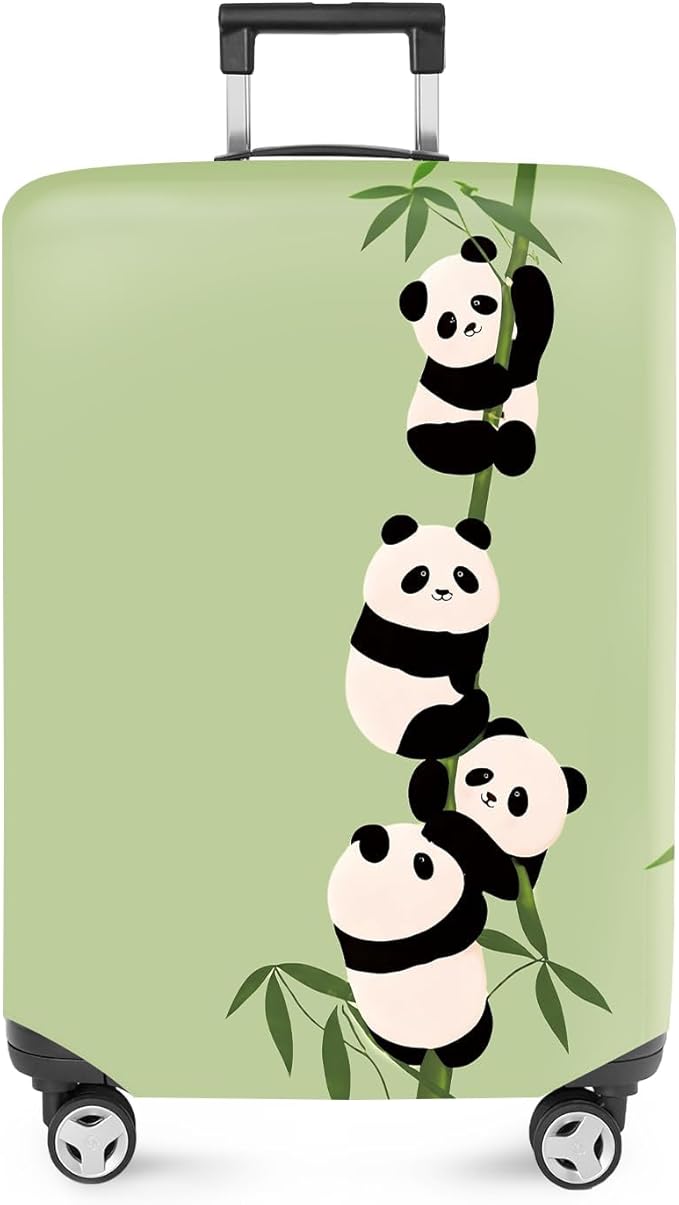ANNA QUEEN Cute Panda Bamboo Luggage Cover, Cartoon Animal Suitcase Protector for 32-34 Inch Luggage