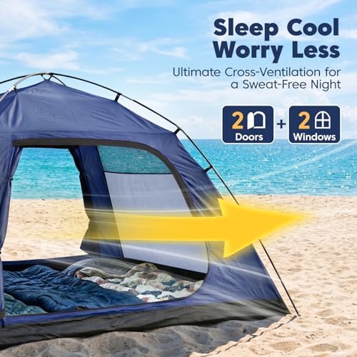 Camping Tent 4 Person, Waterproof Windproof Dome Tent with Rainfly, Easy Setup Portable Tent for Outdoor Camping - Image 2