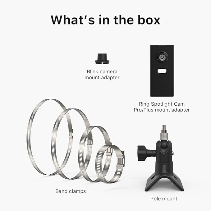 Holicfun No-Drill Outdoor Security Camera Pole Mount, Universally Compatible with Ring, Blink, Eufy, Wyze, Arlo, Google Nest, Simplisafe Cameras, and More - Black
