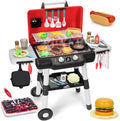 Kids Play Kitchen Toys, Kids BBQ Grill Playset with Smoke Sound Light, 2-Layer Barbecue Toy with Wheels, Outdoor Play Food Toys Cooking Set for Toddlers 3-5, Birthday for Boys Girls by TooyBing
