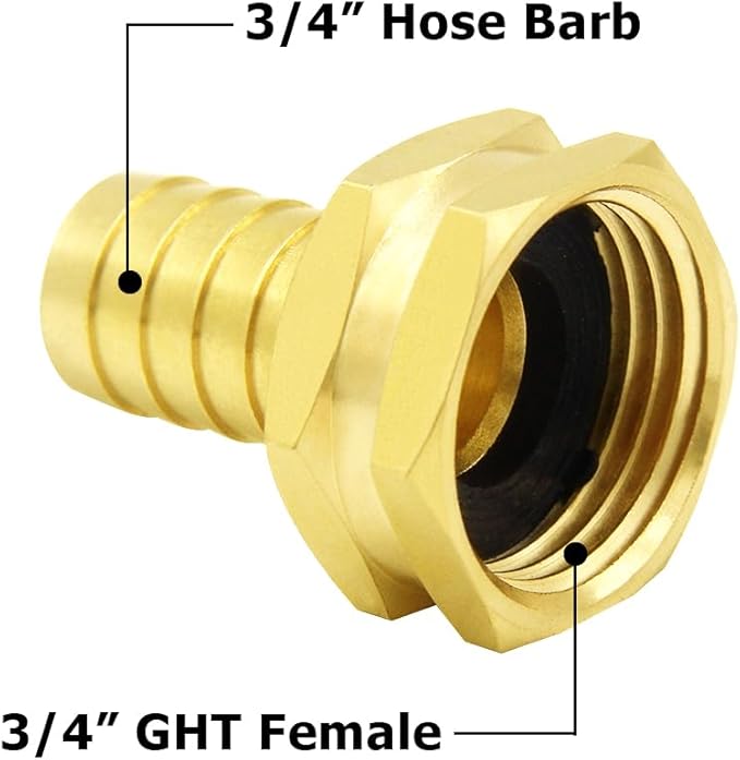 Hooshing 3/4" Garden Hose Repair Kit Solid Brass Water Hose Mender Male and Female Hose Connectors with Clamps
