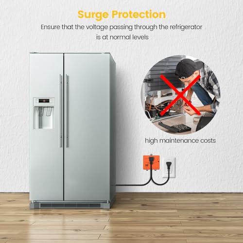 Ortis Refrigerator Surge Protector & Power Failure Alarm, Protects Against Voltage Abnormalities, with LED Indicator Light & 110dB Alarm, Ideal for Refrigerators, Freezers, and Sewage - Image 4