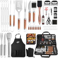 Kaluns 50PC BBQ Grill Tools Set – Heavy Duty Stainless Steel Grill Accessories Kit with Case, Apron, Hooks, Thermometer, Injector, Claws & Mats – Fathers Day Gift for Dad, Men by Kaluns%C2%AE