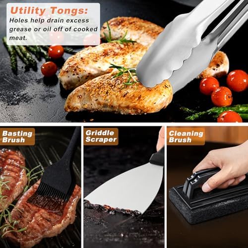 N NOBLE FAMILY 27 PCS Griddle Accessories Kit, Flat Top Grill Accessories Set for Camping, Professional Griddle Spatula Set with Melting Dome, Burger Press for Outdoor BBQ Teppanyaki - Image 7