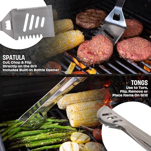 Home-Complete Stainless Steel BBQ Grill Accessories Set, 16-Piece-Set - Image 4