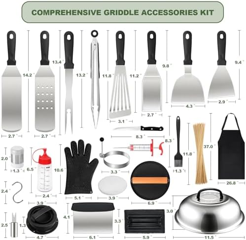 237pcs Griddle Accessories Kit for Blackstone, Perfect Flat Top Grilling Accessories, Grill Spatula Set with Enlarged Spatulas, Basting Cover, Burger Press Patty Maker, Scraper for Outdoor Barbecue - Image 2