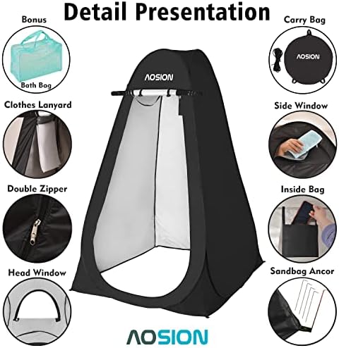 Pop Up Privacy Shower Tent, Portable Changing Dressing Room with Carry Bag, Waterproof Sun Shelter for Camping, Beach, Hiking & Outdoor Activities. - Image 5
