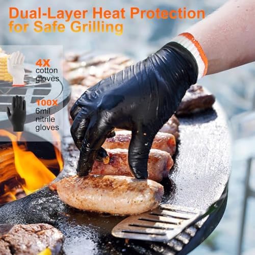 BBQ Gloves Disposable, 6Mil Nitrile Gloves for Cooking Grilling Smoking - Image 4