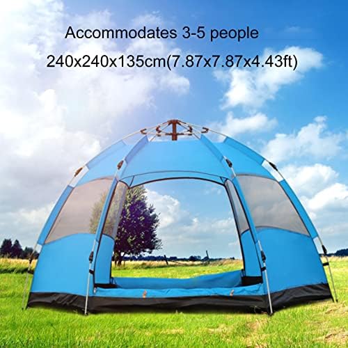 Camping Tent Instant Pop-Up Tent Family Dome Tent with Carry Bag Bell Tent Waterproof Windproof for Camp Backpacking Hiking Outdoor Lightweight,Blue,L - Image 2
