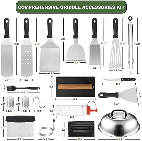 EWFEN 35PCS Griddle Accessories Kit, Flat Top Grill Accessories Set for Blackstone and Camp Chef, Grill Spatula Set with Enlarged Spatulas, Basting Cover, Scraper for Outdoor Barbecue - Image 2