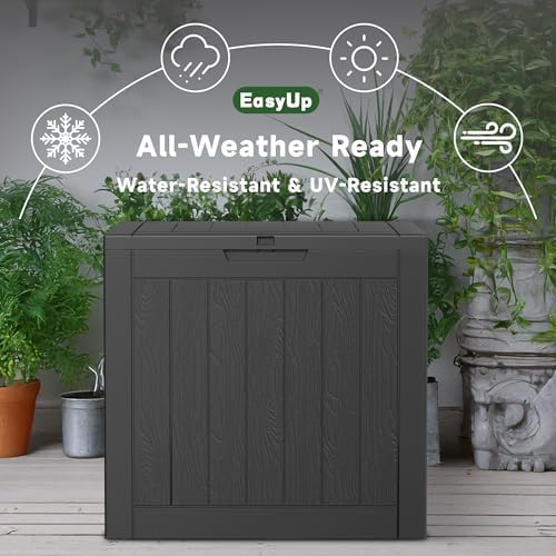 EasyUp Outdoor Storage Box 38 Gallon Waterproof Resin Deck Boxes, Black - Image 4