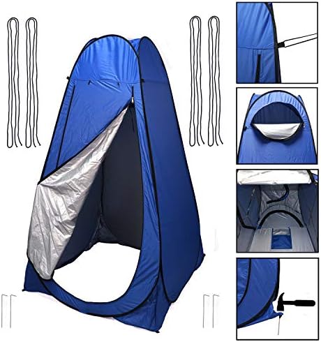 HongK- Privacy Tent- Pop Up Instant Tent Rain Shelter Tent Shower Toilet Bathroom Portable Changing Room For Beach Hiking Camping Outdoor Use In Blue (3 Colors Available) [P/N: ET-OUTDOOR005-BLUE] - Image 2