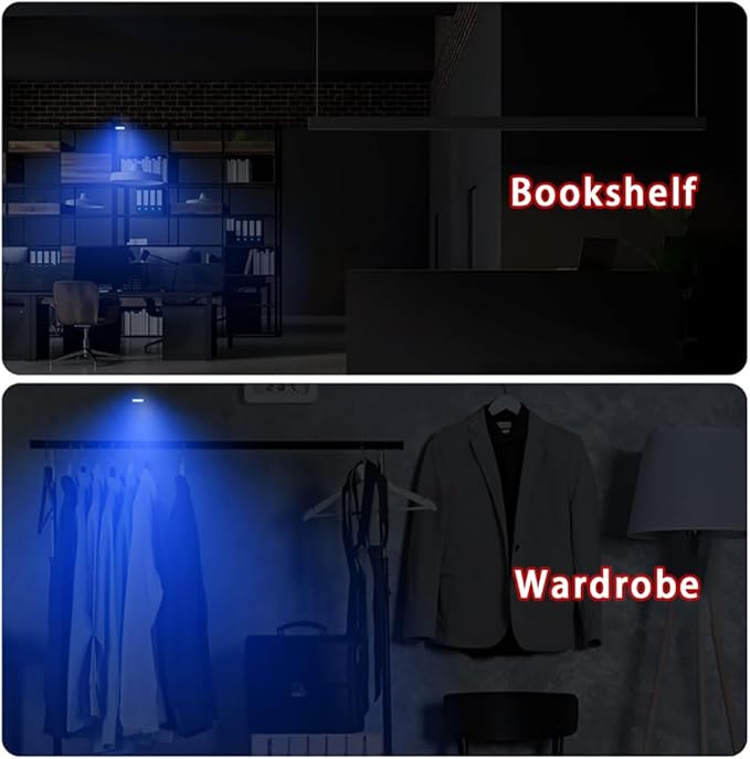 Mini LED Closet Light Wireless Touch Light USB Rechargeable Multi Color Cabinet Lighting for Bedroom Wardrobe Counter Kitchen (4Pcs/Pack) (Ice Blue)
