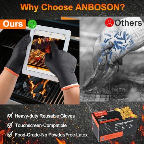 BBQ Gloves Disposable, 10Mil Heavy Duty Nitrile Gloves for Cooking Grilling - Image 6