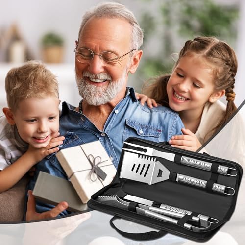 Grandpa Gifts from Grandkids, Gifts for Grandpa Christmas, Grilling Accessories, Heavy Duty Stainless Steel Grill Set BBQ Grill Tools for Outdoor Grill with Aluminum Case, Camping Grill Utensils Set - Image 6