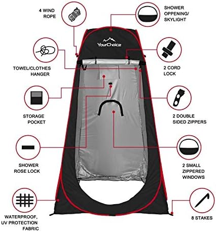 Your Choice Pop Up Shower Tent 47.2" Wx74.8/82.7" H Privacy Changing Tent - Image 3