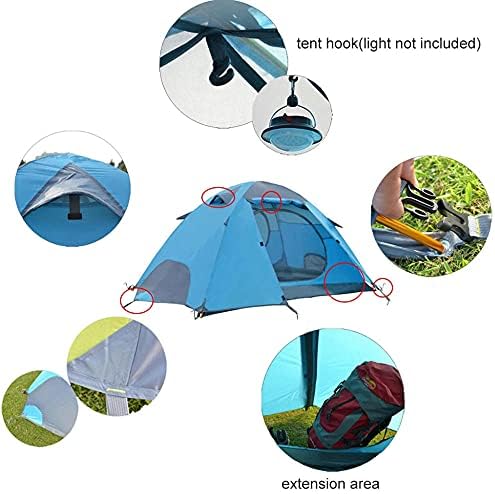 2 Person Camping Tent, Lightweight Waterproof Windproof Tent, UV Protection, Small Porch for Storage, for Beach, Outdoor, Traveling, Hiking, Camping, Fishing Dome Tent - Image 3