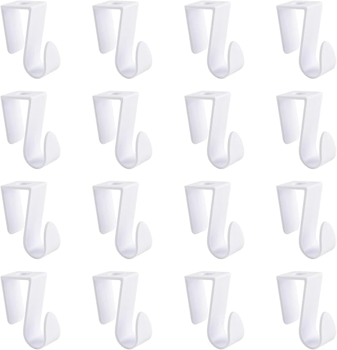 Over Cabinet Door Hooks, 16Pcs Plastic Multi-Purpose Over The Cupboard Drawer Hooks Space-Saving Hanger Extender Clips for Kitchen Bathroom Bedroom (White)