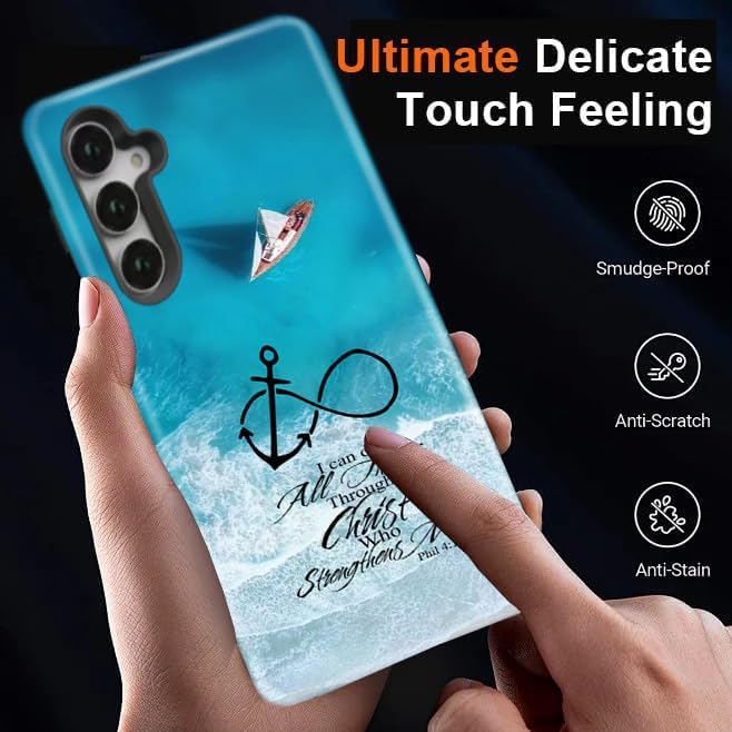 Compatible for Samsung Galaxy A57 5G Case, Dual Layer Heavy Duty 2 in 1 Shockproof Protective Phone Case,Anchor Christian