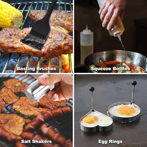 ROMANTICIST 29PCS Griddle Accessories Set - Flat Top Teppanyaki Spatula Set with Scraper, Basting Cover for Camp Chef- Home Cooking Griddle and Outdoor BBQ Gifts for Christmas - Image 6