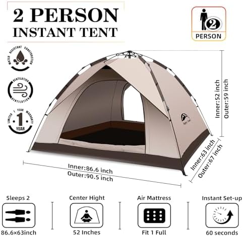 Happy Travel 2/4 Person Camping Tent, Instant Easy Pop Up Tents for Camping - Image 2