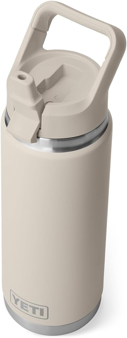 YETI Rambler 26 oz Bottle, Vacuum Insulated, Stainless Steel with Color Matching Straw Cap