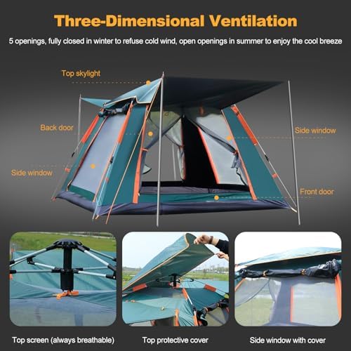 Ergocar Dome Tent Waterproof & Windproof Ultralight 3-4 People Camping Hiking Tent Easy Pop Up for Family, Festival, Hiking, Backpacking & Mountaineering - Image 5