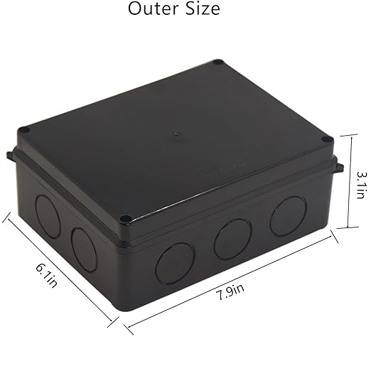 Project Box IP65 Waterproof Dustproof Junction Boxes ABS Plastic DIY Electronic Case, Indoor & Outdoor Electrical Box Power Cord Enclosure Black 200x155x80mm