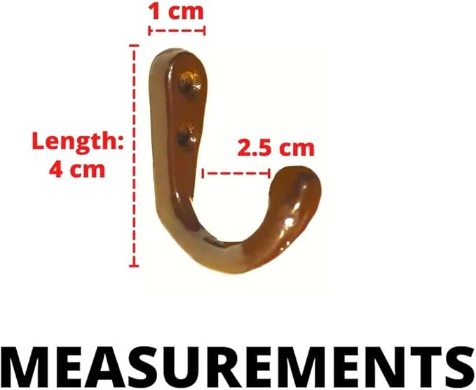FAPBADRI Multipurpose Hooks, Used to Hang Clothes, Bags, Coats, Curtain Hold Backs, Keys, Colour - Brown, Material - Aluminium, Screws and Wallplugs Included, Pack of 10 Pieces