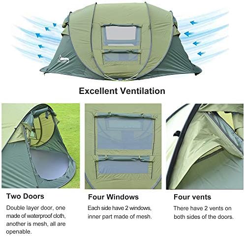 LUSTAR Outdoor Camping Tents 3-4 Person Automatic Pop Up Instant Tent Hiking Travelling Tourist Fishing Beach Tents Awnings - Image 4
