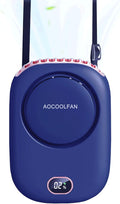 AOCOOLFAN Portable Neck Fan, Mini Small Personal Handheld Fan USB Rechargeable 3 Speed for Girls Boys Woman Eyelash Travel Home Office Outdoor (navy blue)