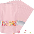 5.5"x7.8" 120pcs Mylar Bags for Food Storage,Smell Proof Bag with Matte Window Resealable Food Storage Bags for Small Business, Stand-up Foil Pouch Packaging Freeze Dried Candy Bag(Pink)