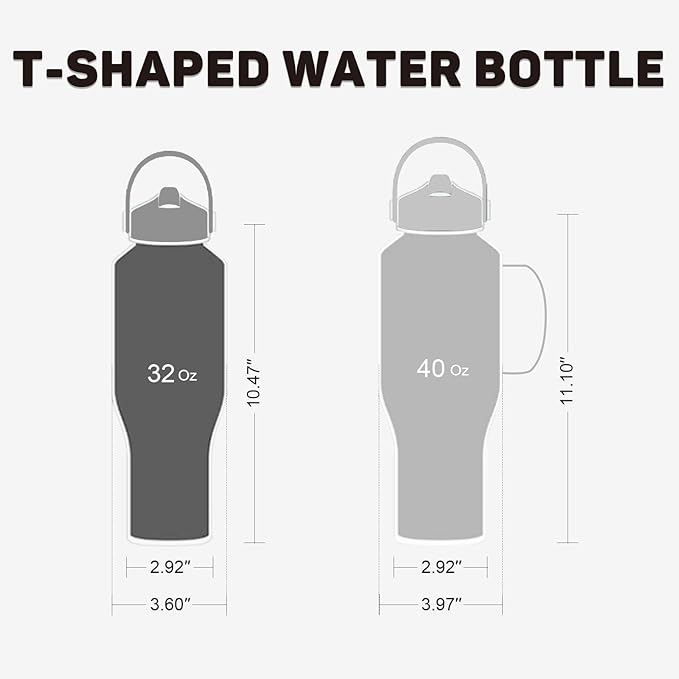 ABOTOCUP 32oz Water Bottle Insulated with Powder Coated, Fit in Any Car Cup Holder, Water Bottles with Straw and Spout Lids, Stainless Steel Insulated Double Wall Leak-proof BPA Free to Keep Cold&Hot