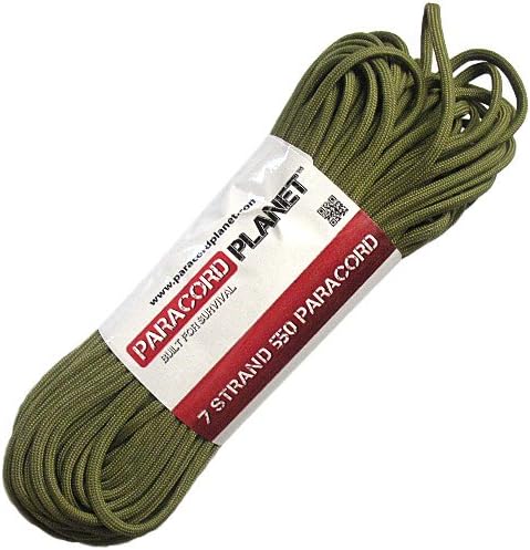 Paracord Planet Solid Color 550lb Paracord – 7 Strand Type III Nylon Cord for Indoor and Outdoor Tasks – Moss (25 ft)