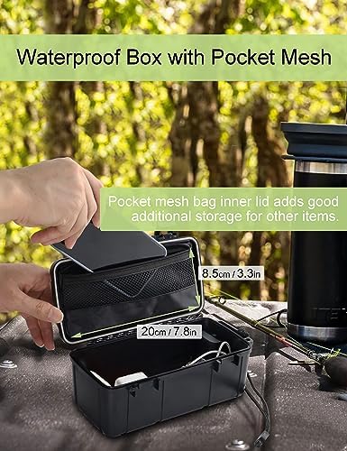 Waterproof Kayak Dry Box - Floating ABS Storage Case with Stainless Steel Hinge & Mesh Pocket - Airtight Floating Waterproof Case Box for Phones, Keys & Boating Gear - 8.8" x 4" x 3.5" - Image 3