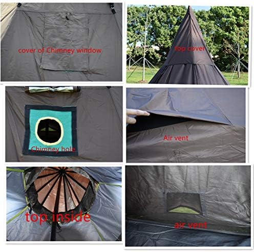 4 Person Teepee Tent with Stove Jack for Flue Pipes Including Mesh Inner Tent 2 Doors Height 7.8FT - Image 5