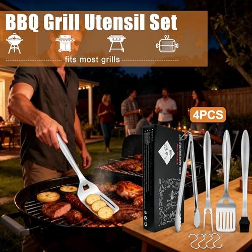 HaSteeL BBQ Accessories, 18In Grill Tools for Outdoor Grill - 4 Pack - Image 7