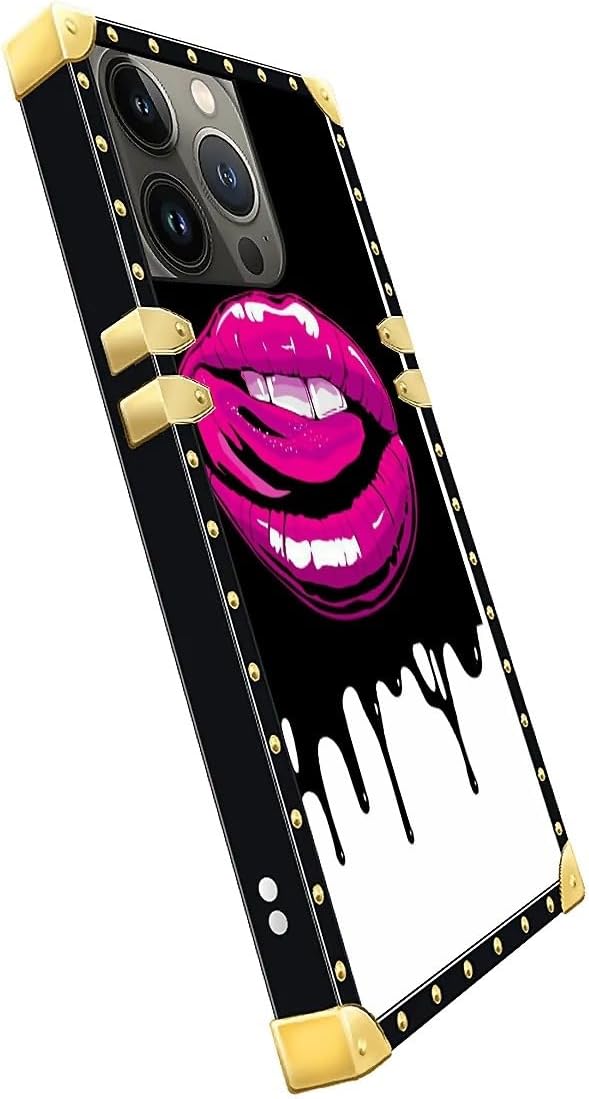Compatible with iPhone 14 Pro Case, Black White Red Slap Sexy Luxury Golden Decoration for Girl Women Soft TPU Shockproof Protective Hard PC Back for iPhone 14 Pro